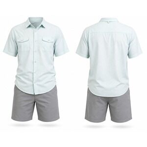 Paper denim & cloth Button Down Mens size L‎ Light Blue Classic Fit Short Sleeve